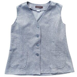 Vintage Laurente Paris Herringbone Vest Sz 18 Gray White Academia Old School